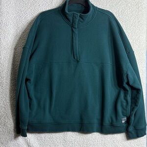 Roots Half Zip Fleece Pullover Green XXL